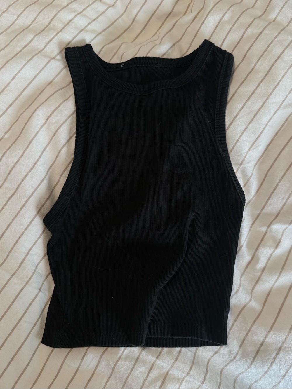 Zara Black Ribbed Crop Tank